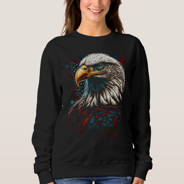 Sweatshirt American Bald Eagle Eyes Flag Country 3 (Devant)