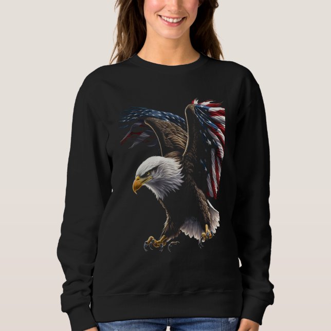 Sweatshirt American Bald Eagle Eyes Flag Country 8 (Devant)
