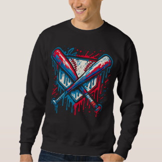 Sweatshirt American Baseball Drip Graffiti Ball and Bat