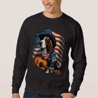 Sweatshirt American Basset Hound Guitar USA County Music