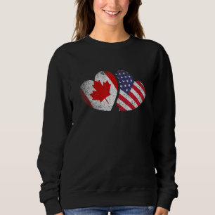 Sweatshirt American Canadian Heart Valentines Day Drapeau amé