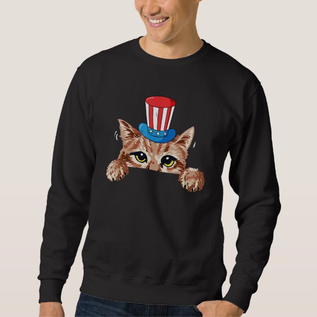 Sweatshirt American Cat 4th Of July Funny Kitten Kitty Patrio (Devant)