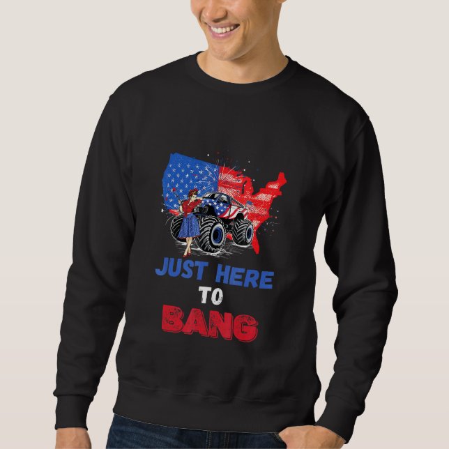 Sweatshirt American Country Monster Camion Girl Juste ici pou (Devant)
