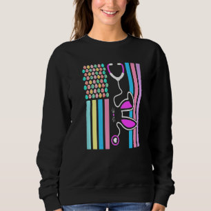 Sweatshirt American Eggs Drapeau Stethoscope Bunny Infirmière