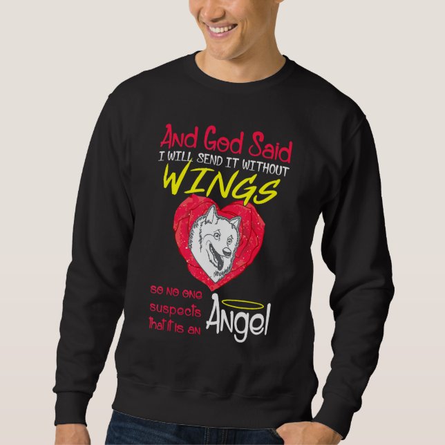 Sweatshirt American Eskimo Angel sans ailes animal de compagn (Devant)
