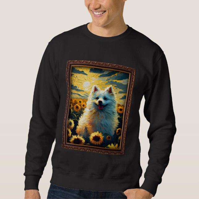 Sweatshirt American Eskimo Painting Sunflower Flower Mom Wome (Devant)