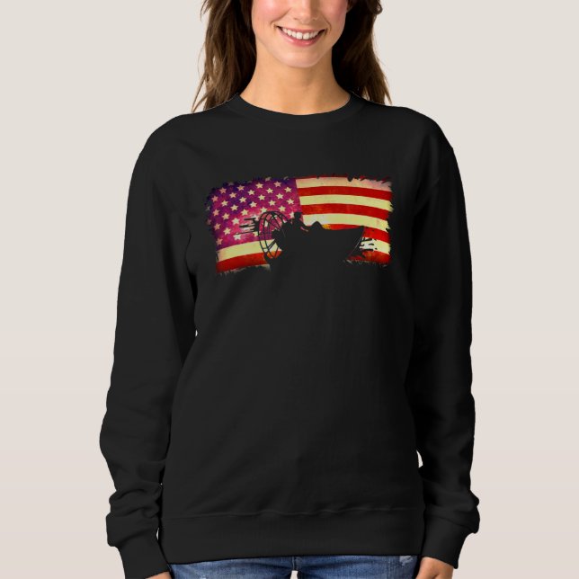Sweatshirt American Flag Airboat Captain Racing Tour America  (Devant)