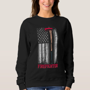 Sweatshirt American Flag Ax Mince Red Line Patriot Firefighte