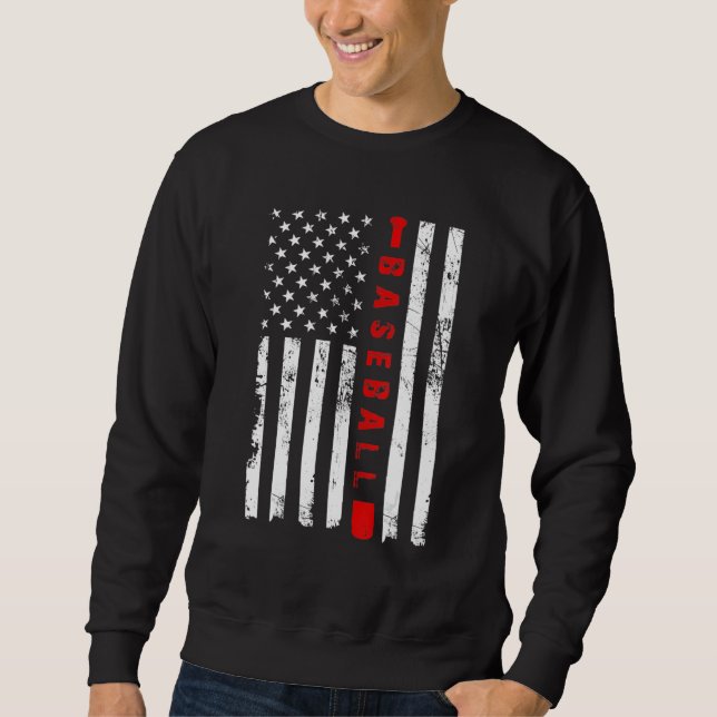 Sweatshirt American Flag Baseball Apparel Baseball Gift Men W (Devant)