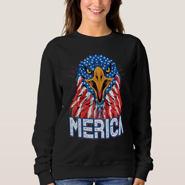 Sweatshirt American Flag Design Bald Eagle Mullet 4 juillet (Devant)