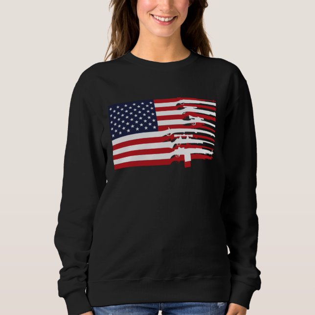 Sweatshirt American Flag Firearms Weapons USA 4th of July (Devant)
