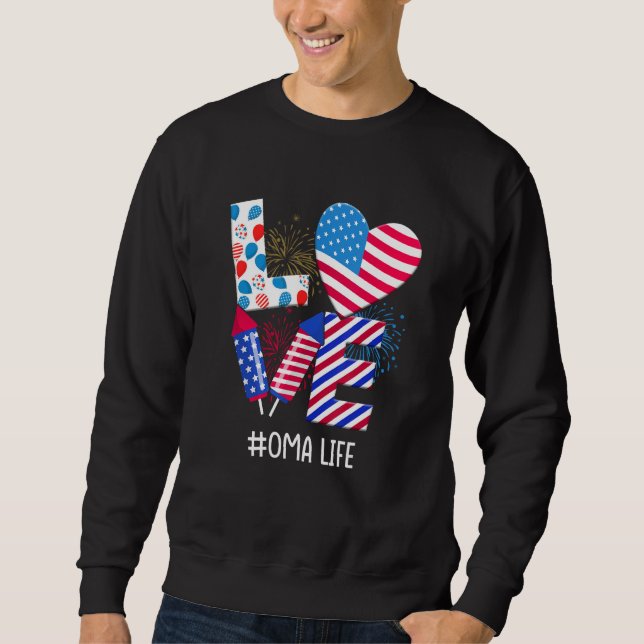 Sweatshirt American Flag Fireworks Love Oma 4th Of July Patri (Devant)