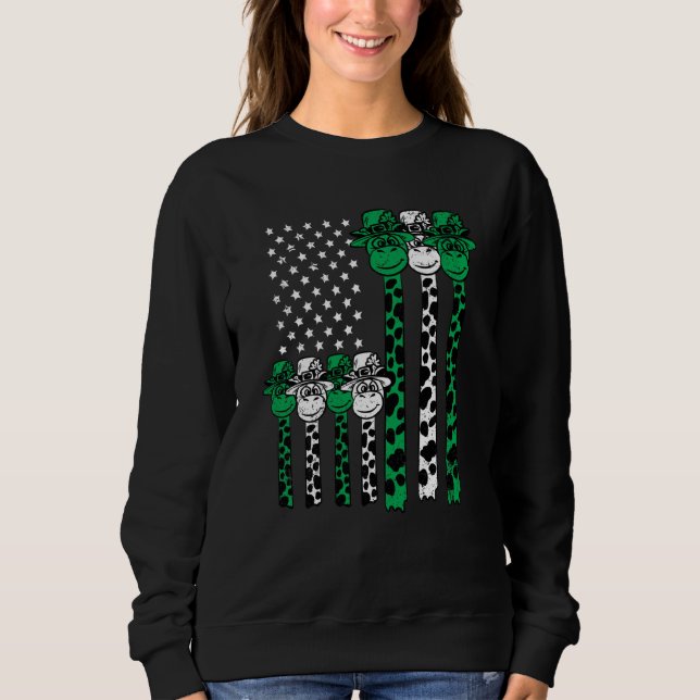 Sweatshirt American Flag Giraffe St Patricks Day Animal Shamr (Devant)