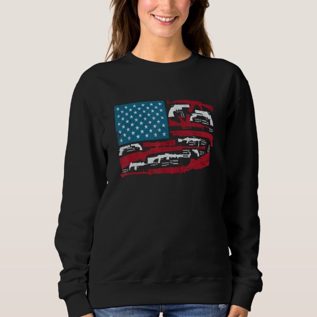 Sweatshirt American Flag Guns Riffles Bullets US Flag Weapon  (Devant)