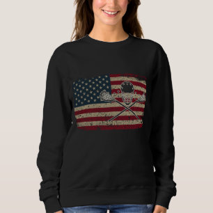 Sweatshirt American Flag Lacrosse USA Lax Player Idée cadeau
