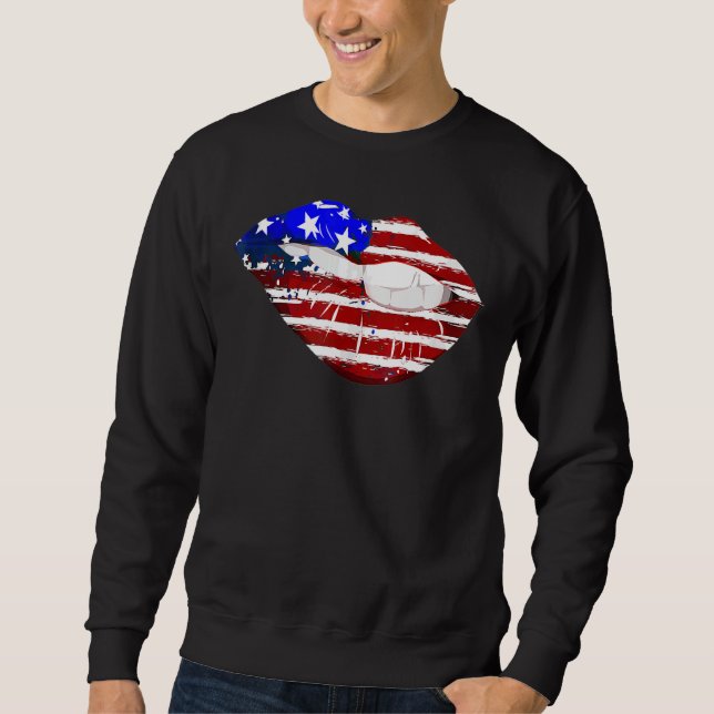 Sweatshirt American Flag Lips American Flag Lips (Devant)