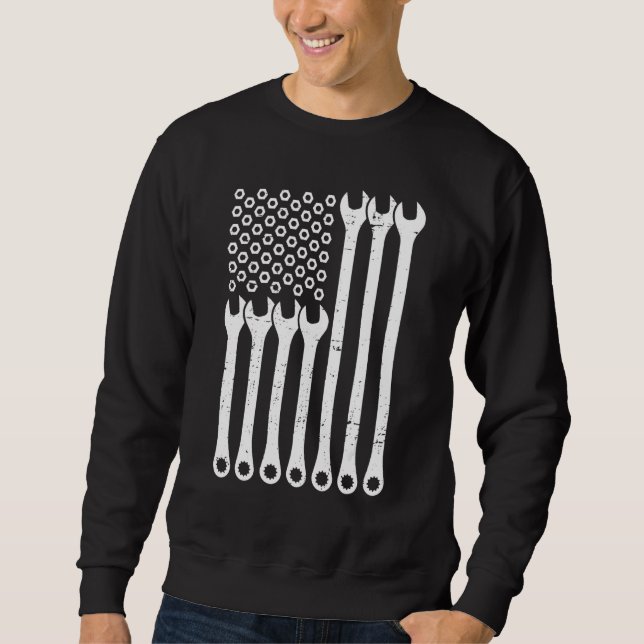 Sweatshirt American Flag  Mechanics  Repairmen Wrenchs (Devant)