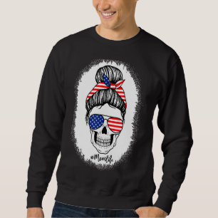 Sweatshirt American Flag Mom Life Bleached Mother's 4th Of Ju