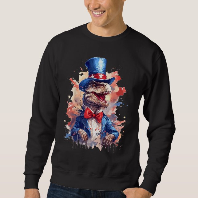 Sweatshirt American Flag Patriotic Dinosaur 4th Of July (Devant)