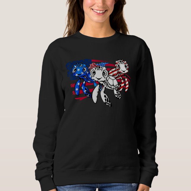 Sweatshirt American Flag Patriotic Turtle  USA Flag 4th Of Ju (Devant)