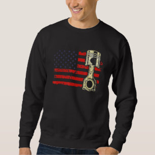Sweatshirt American Flag Piston Muscle Voiture Patriotique Vi
