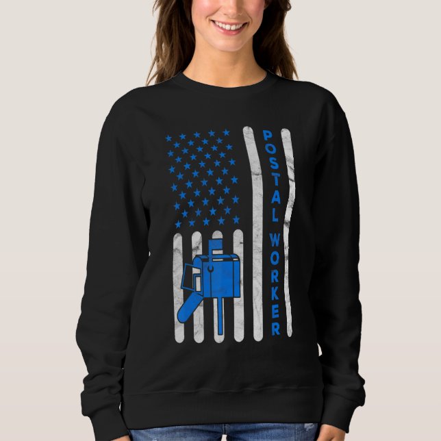 Sweatshirt American Flag Postal Worker Livraison Poste de cou (Devant)