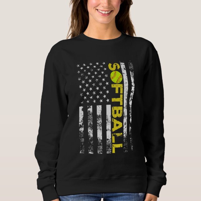 Sweatshirt American Flag Softball Team Gifts (Devant)