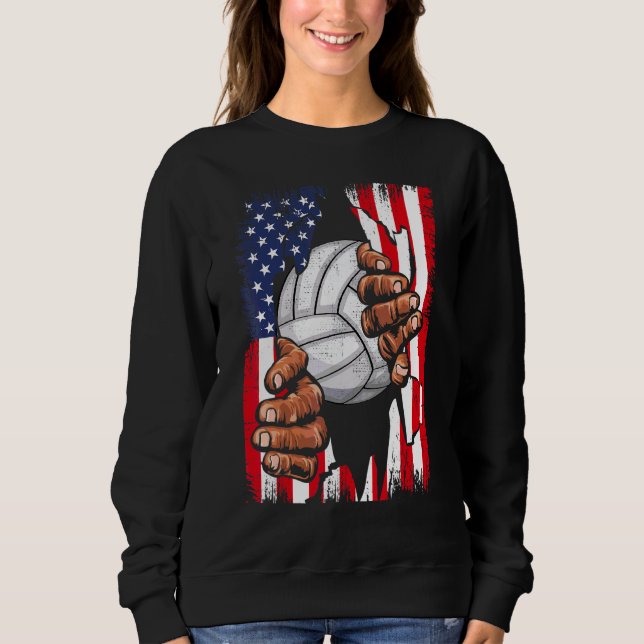 Sweatshirt American Flag Volleyball Inside Me Patriotique Usa (Devant)