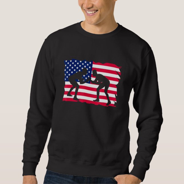 Sweatshirt American Flag Wrestling Wrestler Wrestling Fan (Devant)