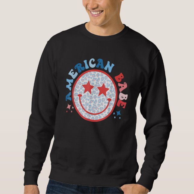 Sweatshirt American Girls Babe Leopard Smile Face 4th of July (Devant)