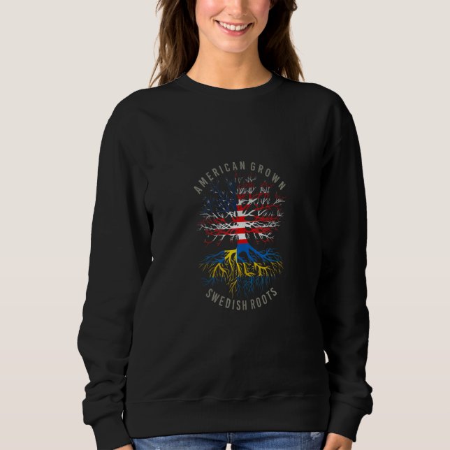 Sweatshirt American Grosse Suédoise Racines Usa Suède Drapeau (Devant)