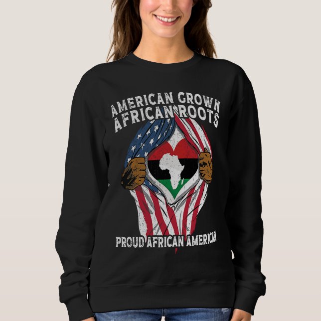 Sweatshirt American Grown African Roots USA African Flag Patr (Devant)