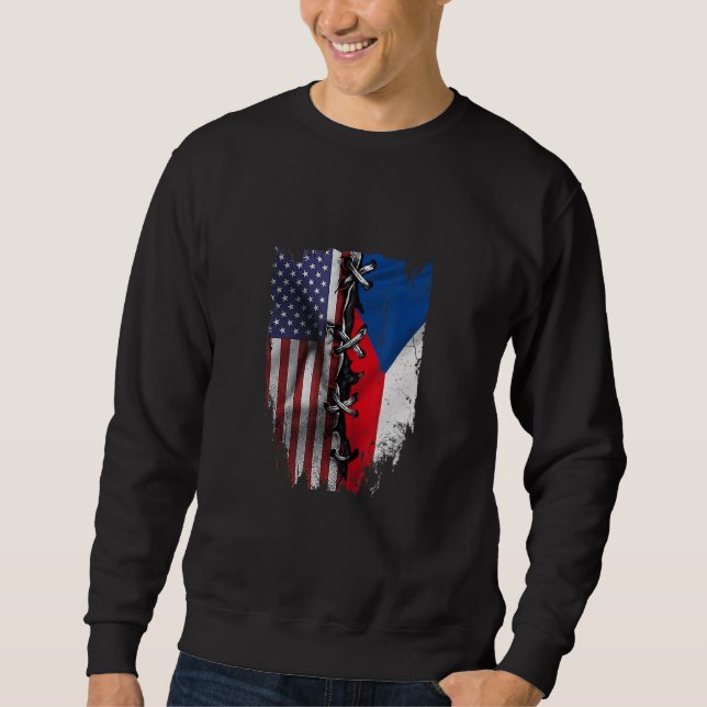 Sweatshirt American Grown Czech Roots USA Czech Republic Flag (Devant)
