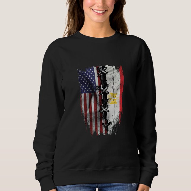 Sweatshirt American Grown Egyptian Roots USA Egypt Flag (Devant)