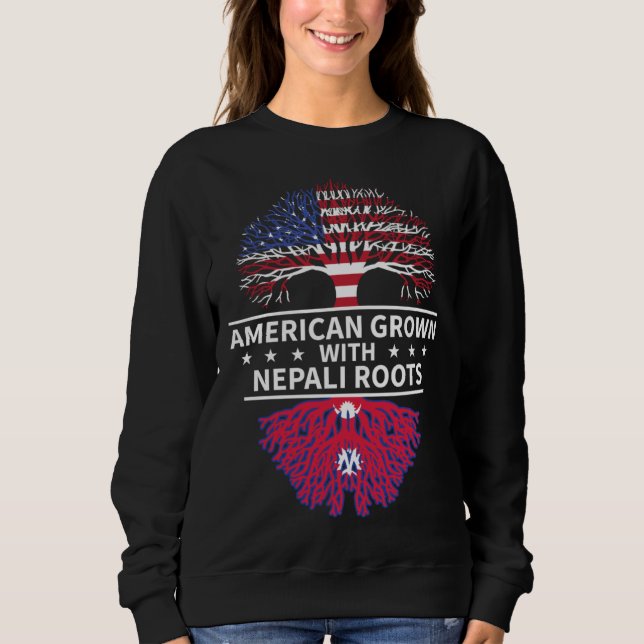 Sweatshirt American Grown Nepali Roots  Nepal Flag (Devant)