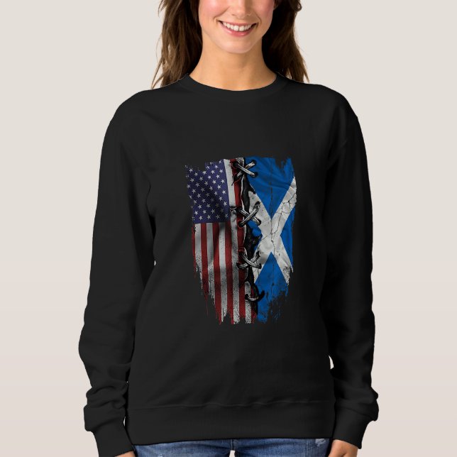 Sweatshirt American Grown Scottish Roots USA Scotland Flag (Devant)