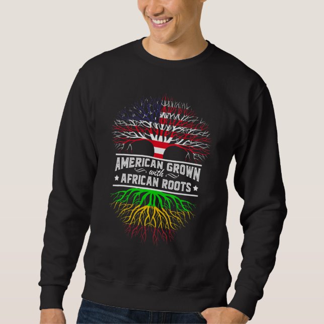 Sweatshirt American Grown With African Roots Tree USA Flag Pa (Devant)