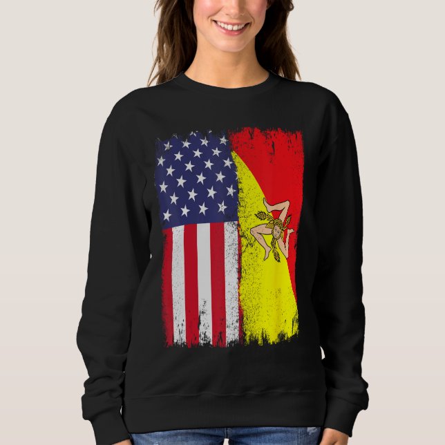 Sweatshirt American Grown with Sicilian Roots  Sicily Malta (Devant)
