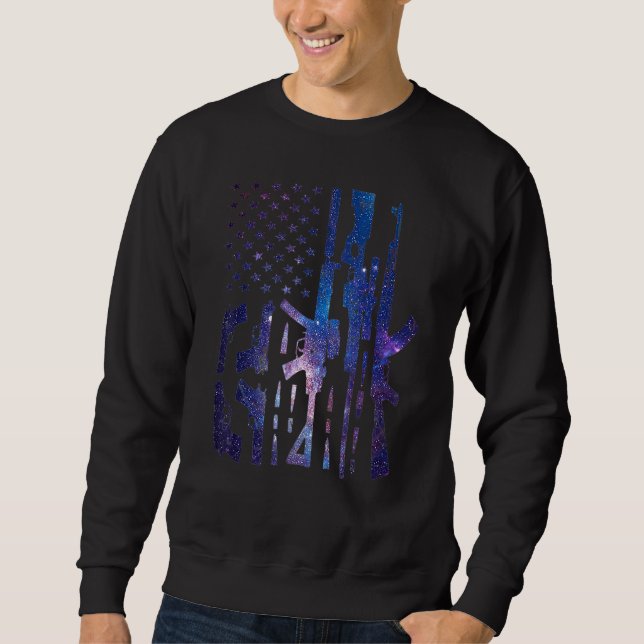 Sweatshirt American Gun Drapeau Main Gun Rifle Sniper Bullets (Devant)