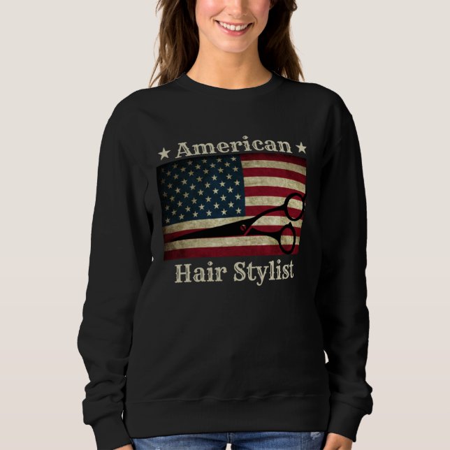 Sweatshirt American Hair Stylist  Shears Tools American Flag  (Devant)