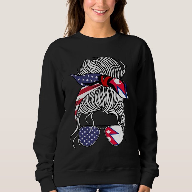Sweatshirt American Nepalese Patriot Flag Women Girl Nepal Gr (Devant)