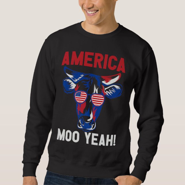Sweatshirt American Patriotic Decoration Moo Yeah Premium (Devant)