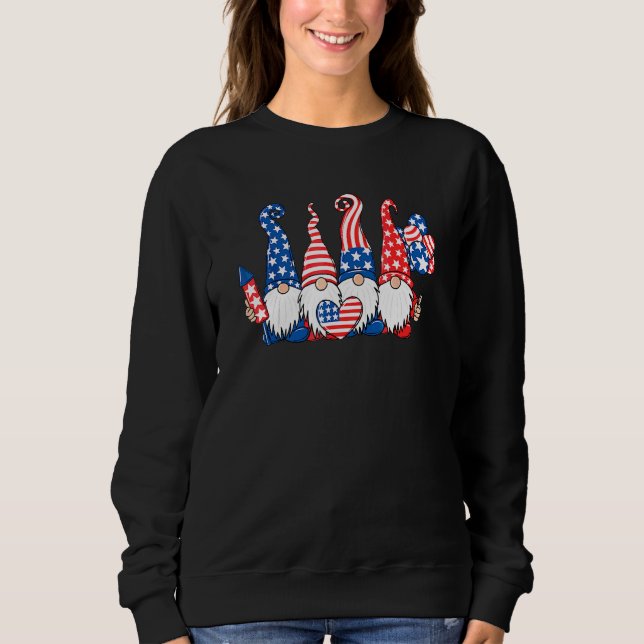 Sweatshirt American Patriotic Gnomes Usa Independence Day 4e (Devant)