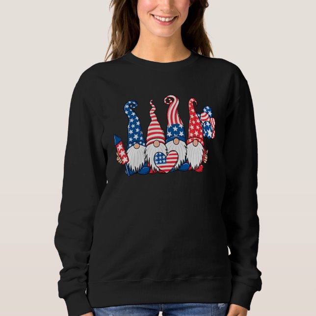 Sweatshirt American Patriotic Gnomes Usa Independence Day 4e (Devant)