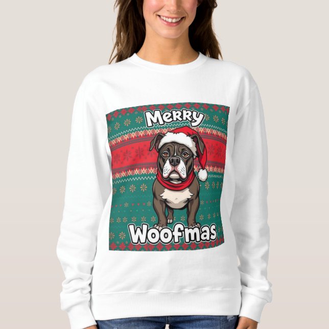 Sweatshirt American Pitbull Joyeux Woofmas (Devant)