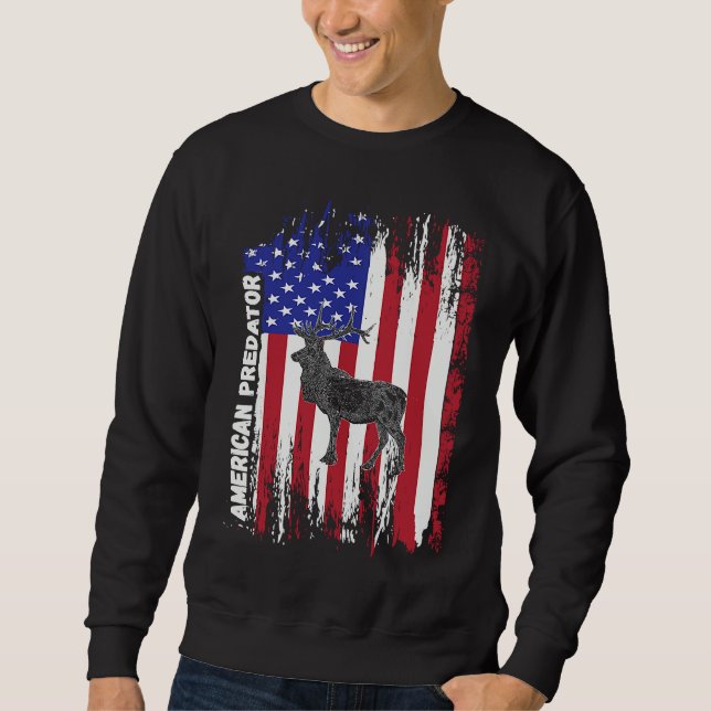 Sweatshirt American Predator Patriotic American Flag ELK Hunt (Devant)