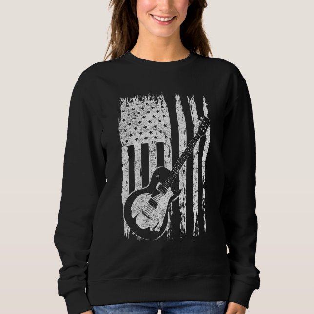 Sweatshirt American Pride 4 juillet Guitariste Us Flag Elect (Devant)