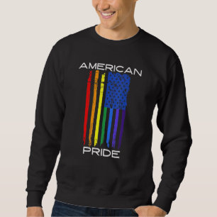 Sweatshirt American Pride Gay Lgbt Mois Vintage Retro Rainbo
