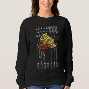 Sweatshirt American Pride Headdress Indian Us Flag Native Ame