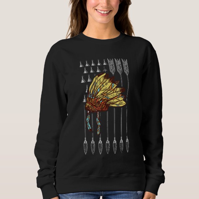 Sweatshirt American Pride Headdress Indian Us Flag Native Ame (Devant)